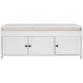 Banc de rangement rustique avec portes à persiennes, coussin, blanc, expresso, gris, marine