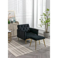 Fauteuil d'appoint en velours capitonné avec accoudoirs et pieds en métal doré