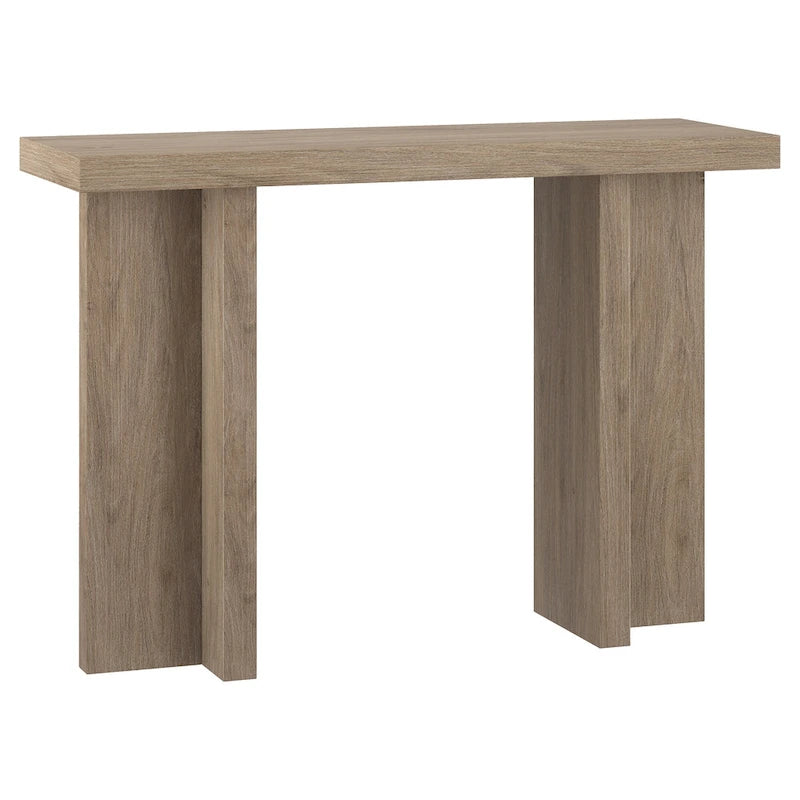 Console rectangulaire moderne avec pieds à double pilier Fini aspect bois
