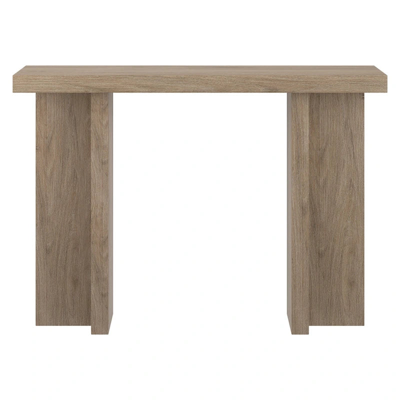 Console rectangulaire moderne avec pieds à double pilier Fini aspect bois