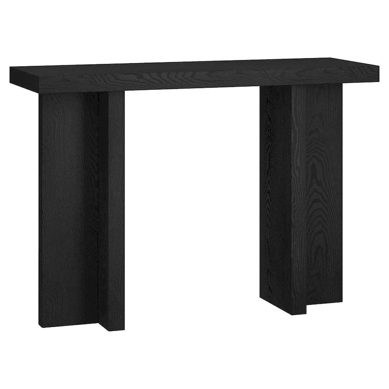 Console rectangulaire moderne avec pieds à double pilier Fini aspect bois