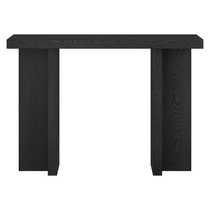 Console rectangulaire moderne avec pieds à double pilier Fini aspect bois