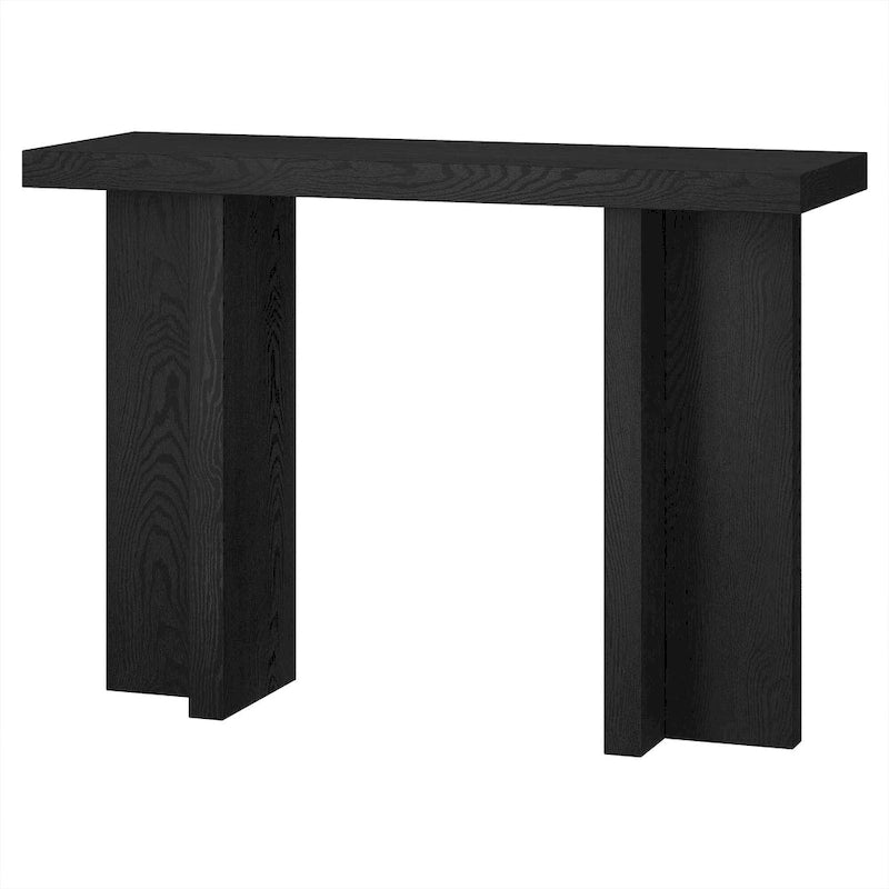 Console rectangulaire moderne avec pieds à double pilier Fini aspect bois
