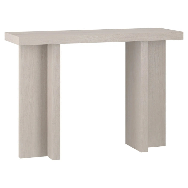 Console rectangulaire moderne avec pieds à double pilier Fini aspect bois