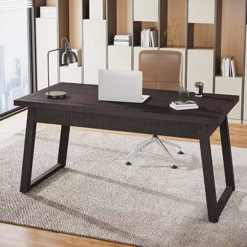 Bureau en bois massif noyer avec tiroir, style Mid-Century Modern