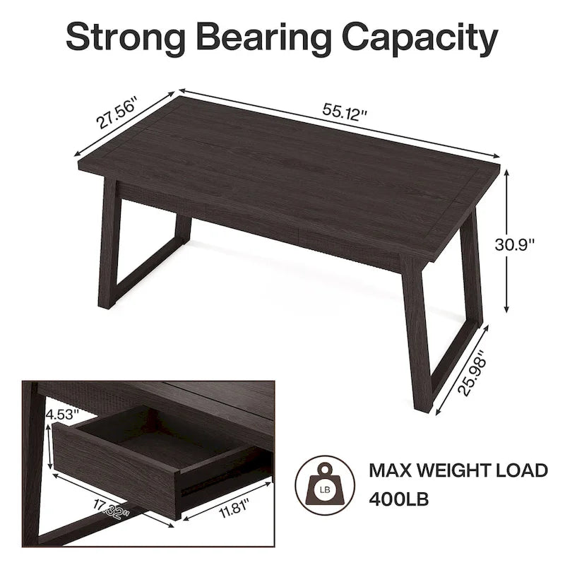 Bureau en bois massif noyer avec tiroir, style Mid-Century Modern