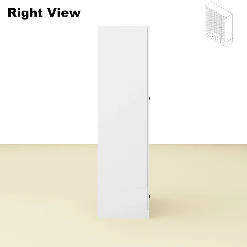 Armoire-penderie autoportante 59 po de large, grand format, blanche